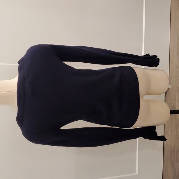 Banana Republic cashmere blend Navy Sweater with Tie Sleeve Details Size S EUC - Picture 4 of 8